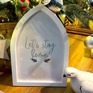Let’s stay home cathedral arch decor sign farmhouse cottage core